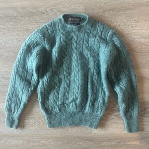 Cesarani Green Cable Knit women’s Shetland wool Sweater made in British HongKong
